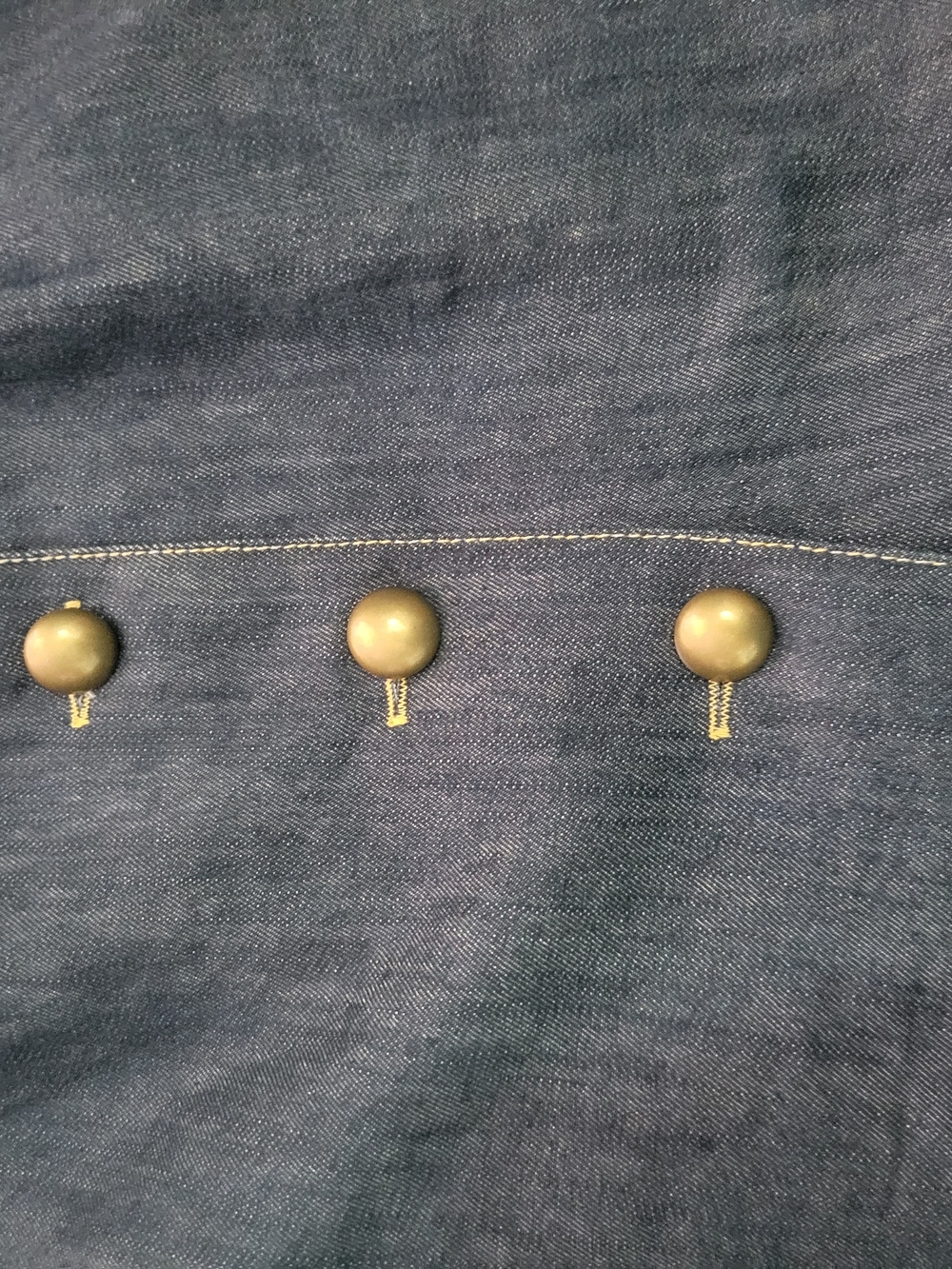 High-Waist Dark Denim Button-Front Skirt - Navy - Picture 13 of 15